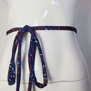Vintage 70s Navy Red White Cloth Belt